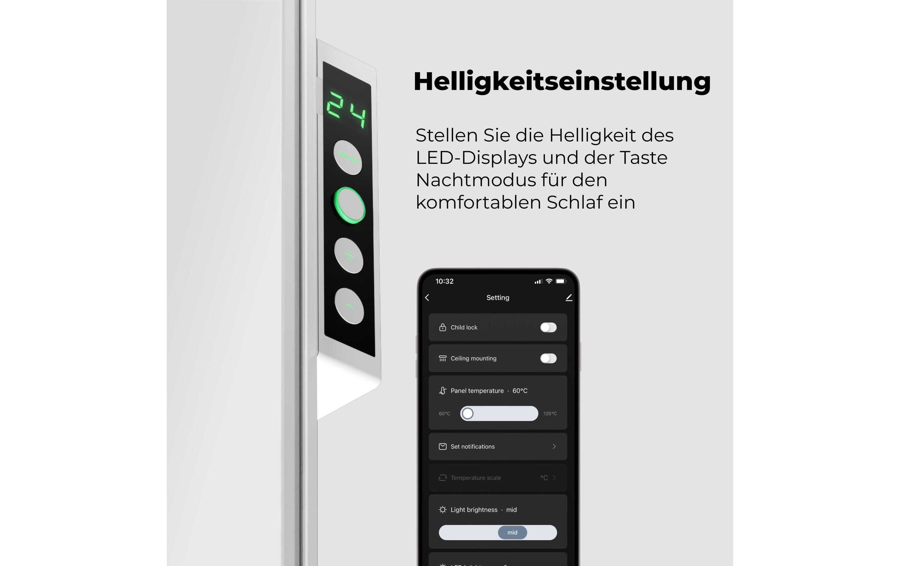 Infrarotheizer Premium Eco Smart LED 700 W, Weiss<br>Heizgerät mit Infrarotstrahler
