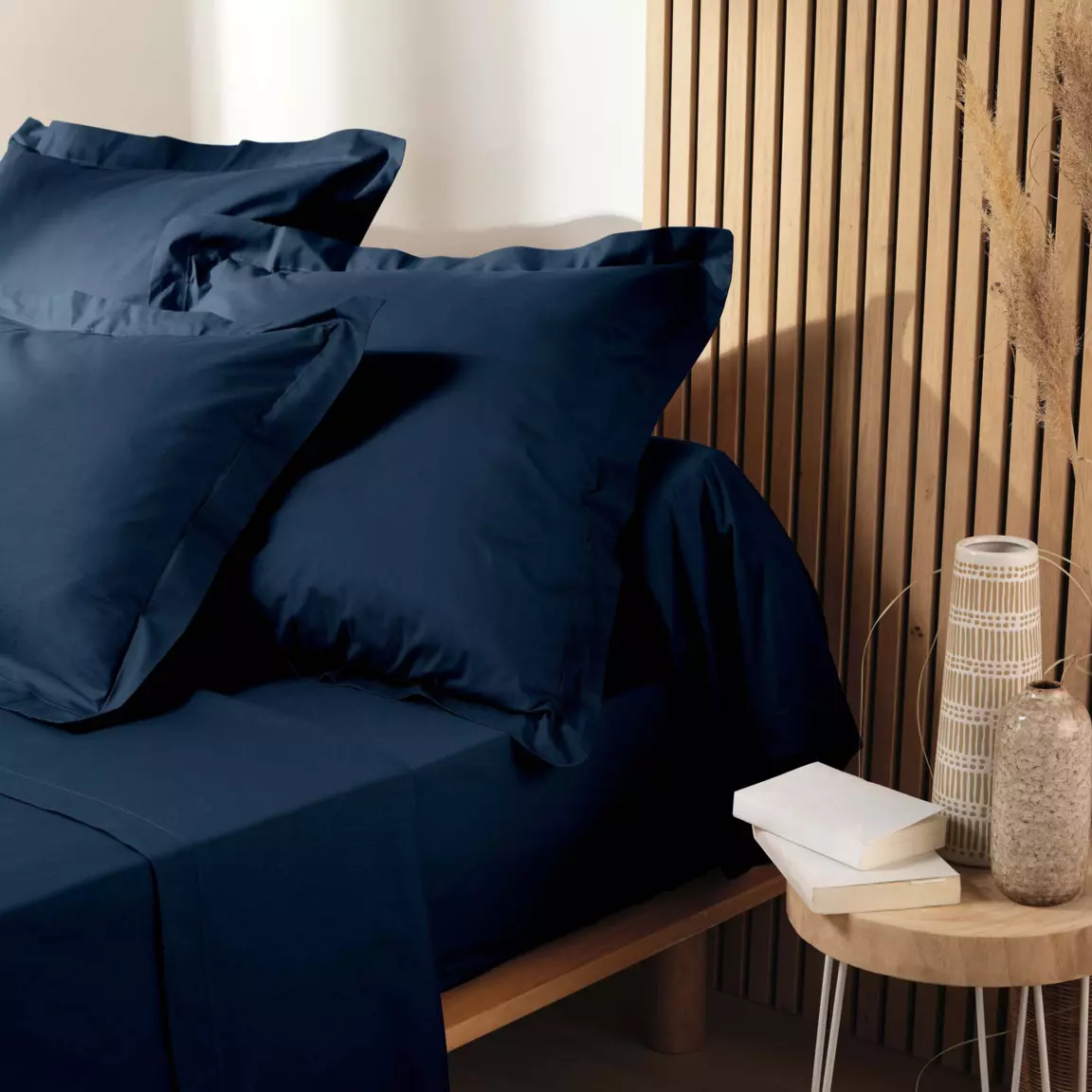 Drap housse coton bio (160 x 200 cm) Biolina Bleu nuit