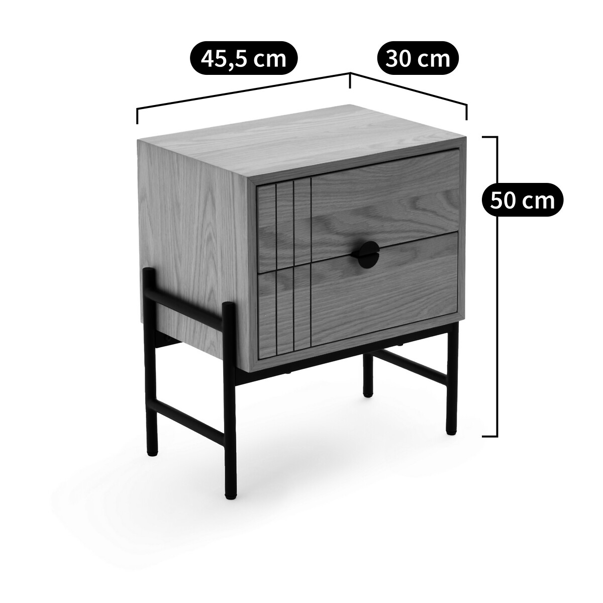 LA REDOUTE INTERIEURS<br>Mesinha de cabeceira 2 gavetas, Clara