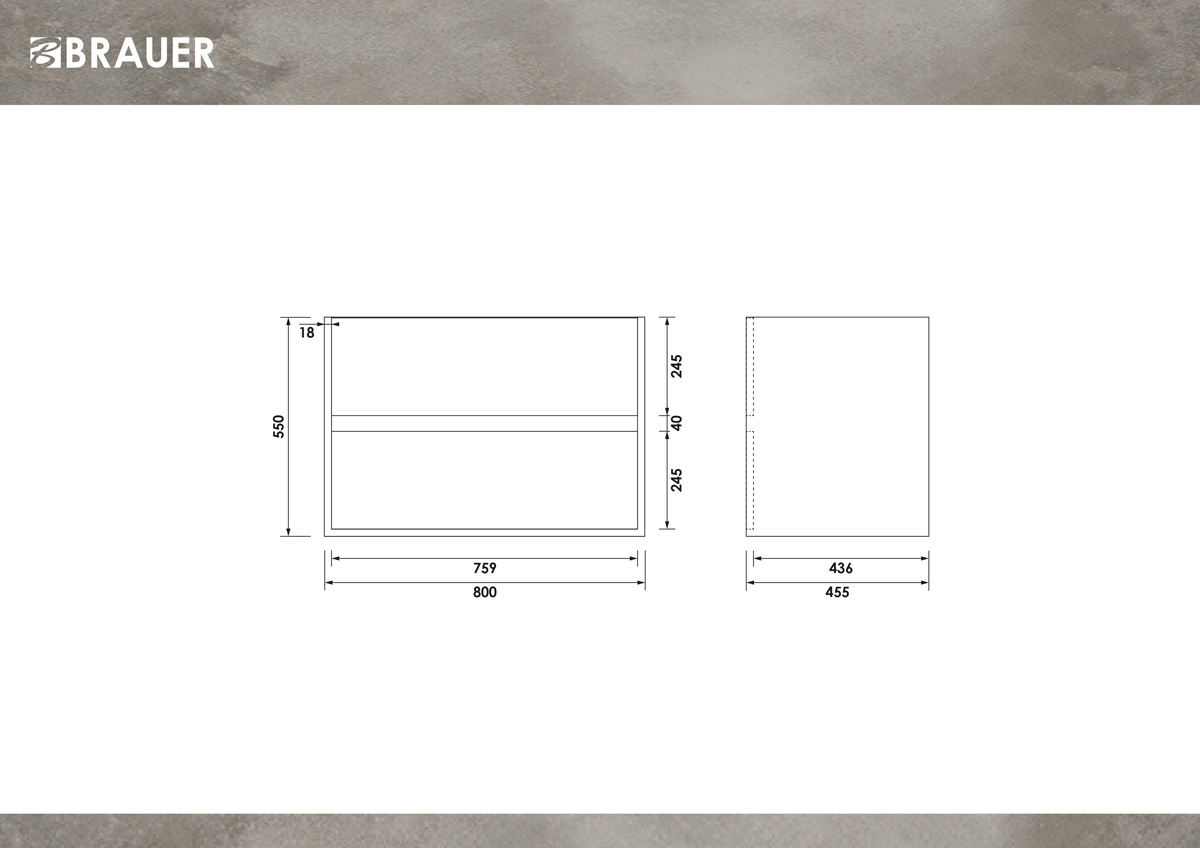 Brauer Adore onderkast 80cm met 2 softclose lades lamellen eiken wit