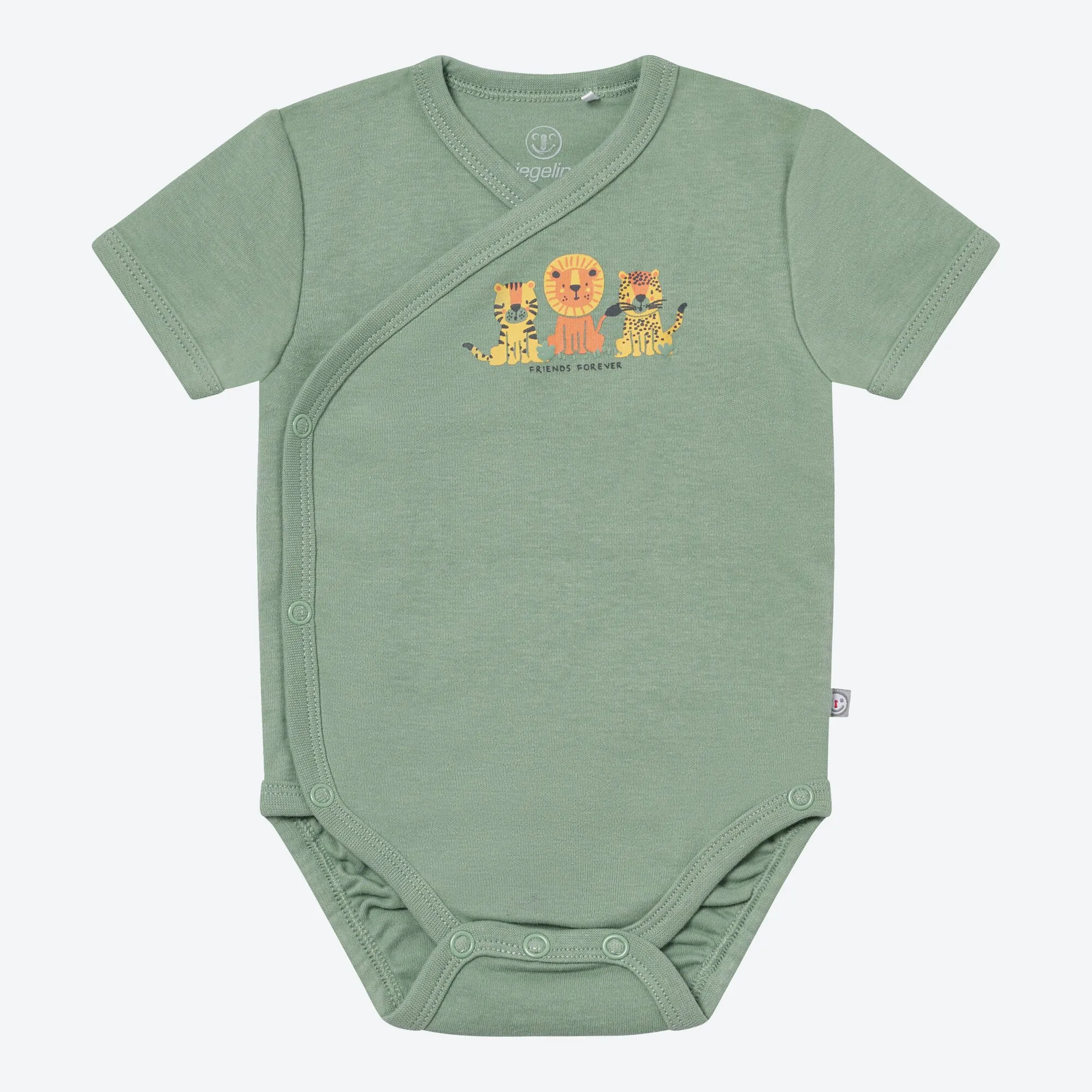 Baby-Jungen-Wickelbody mit Tier-Frontaufdruck