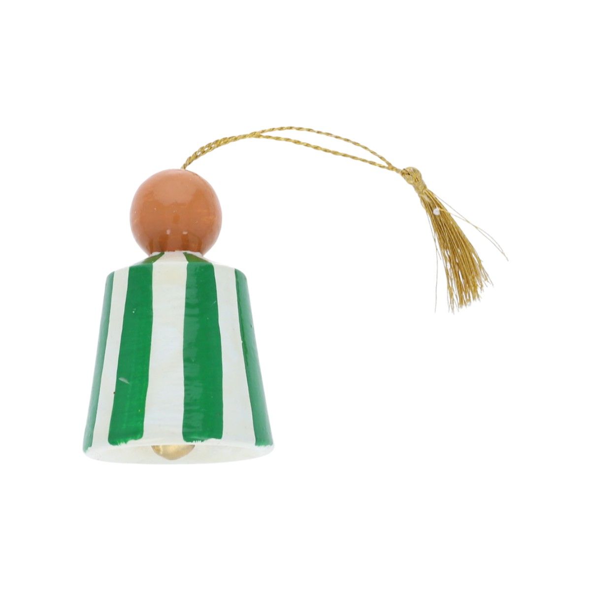 Suspension de Noël clochette rayée verte Atelier jasmin