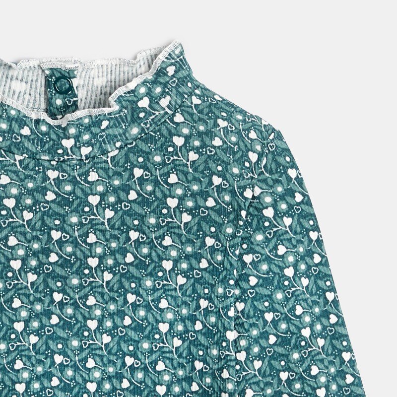 T-shirt côte plate col ondulé vert bébé fille Vert