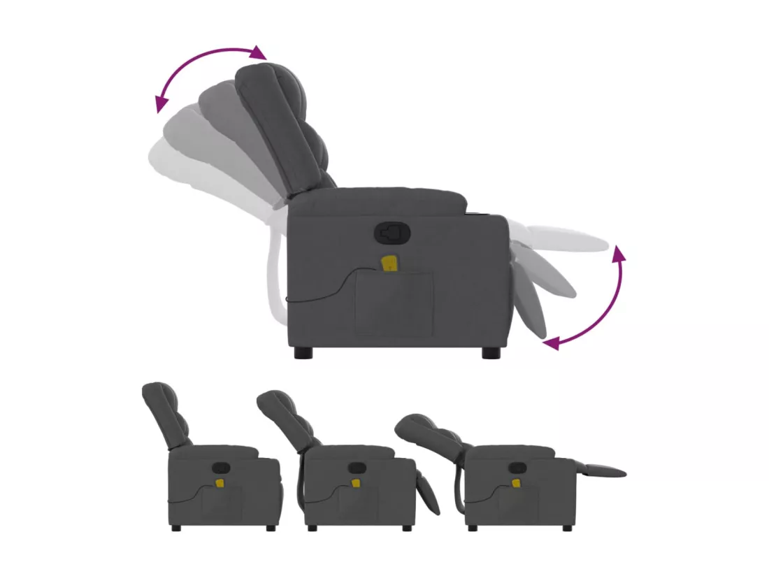 Fauteuil massant inclinable Gris foncé Tissu