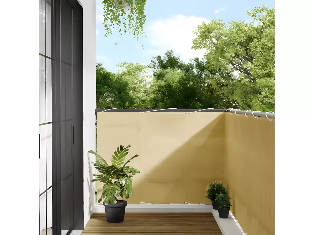 Écran de balcon sable 120x500 cm 100% polyester oxford