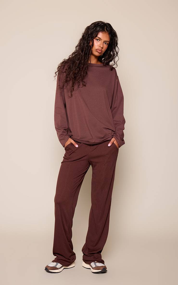 Chocolat Pantalon Large Boyfriend Chocolat