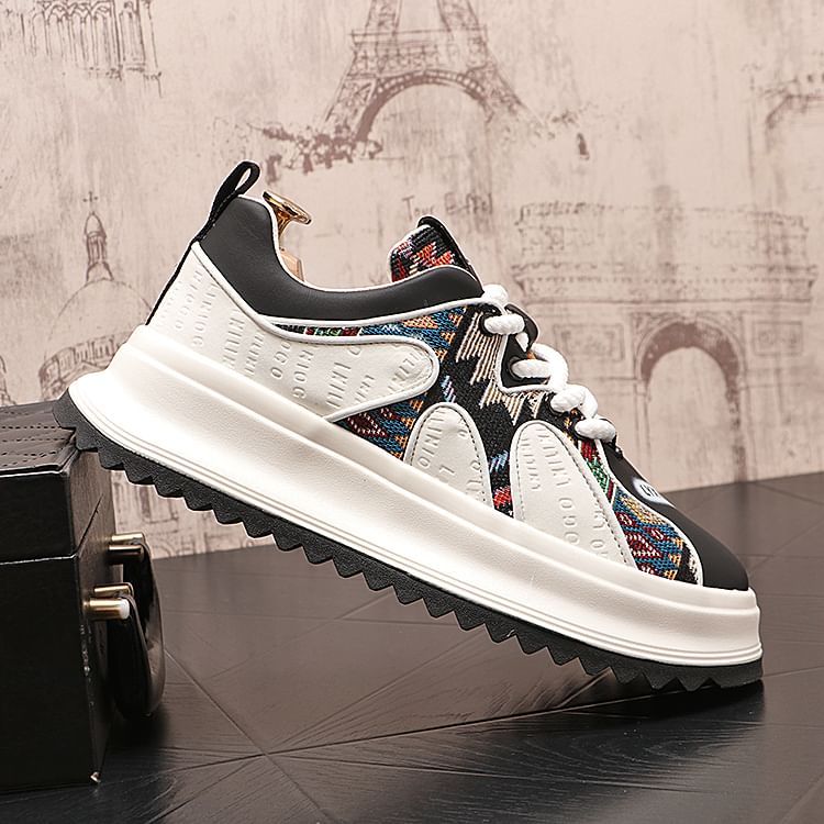 Mr Ozera - Patchwork veterschoenen met plateauzool