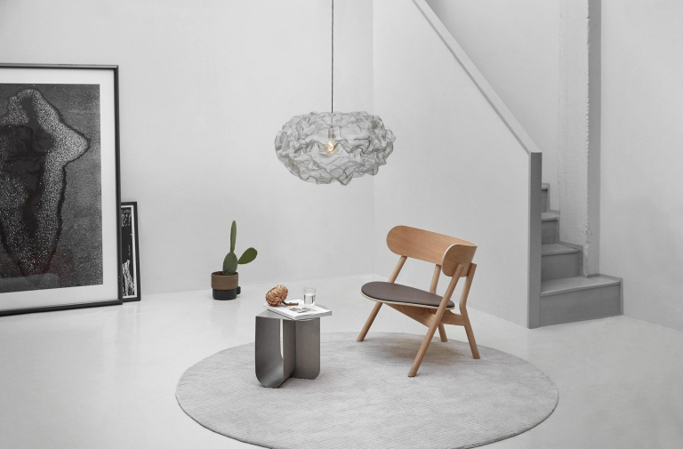 Northern Row circular vloerkleed Ø200 lichtgrijs