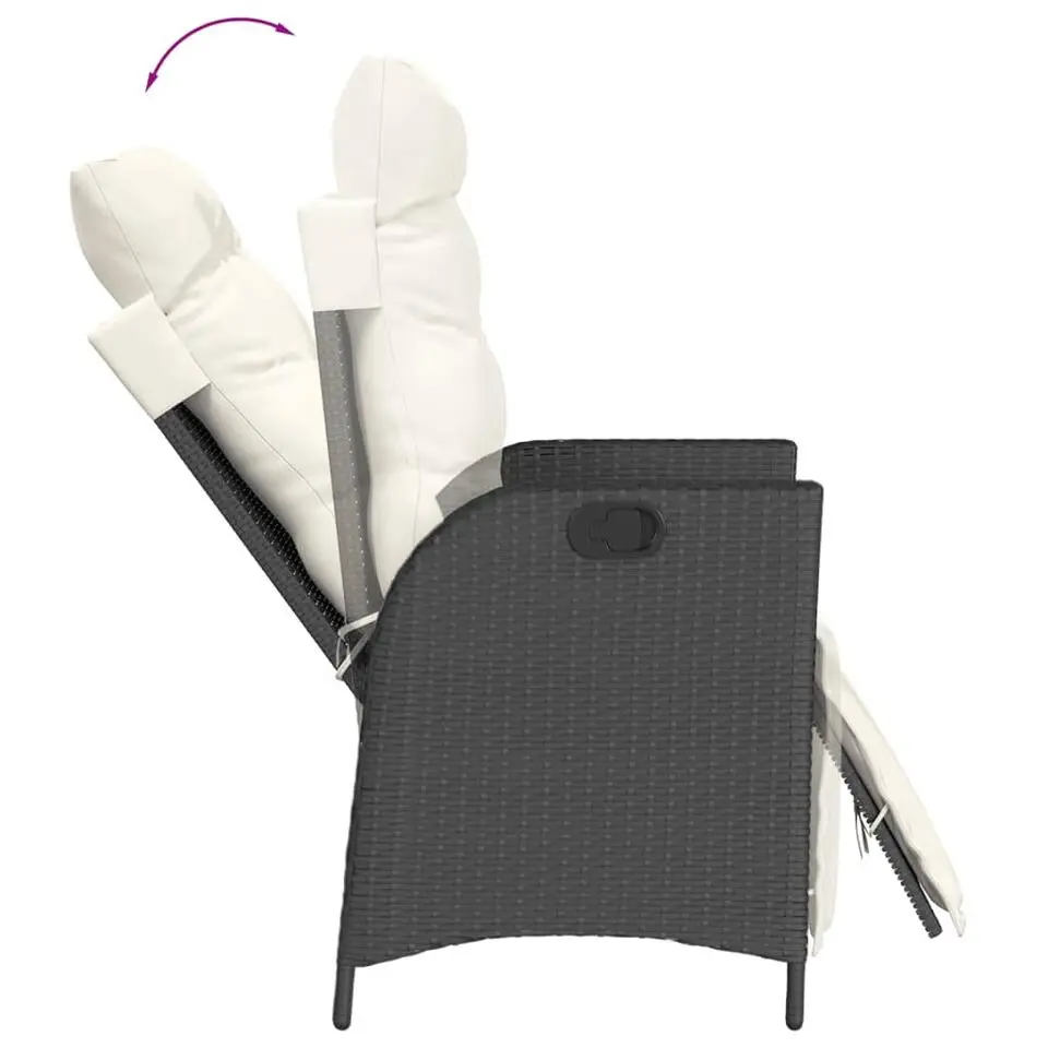 vidaXL - Verstelbare tuinstoelen - Voetensteun - Zwart en crème - 2 stuks