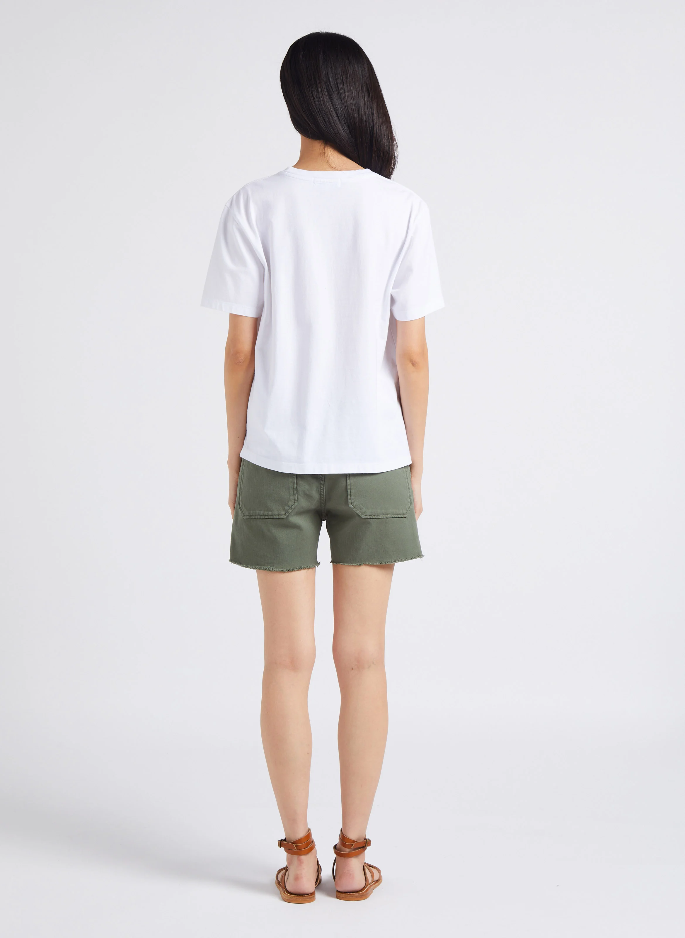 TOOLS - Short droit en denim stretch| Kaki