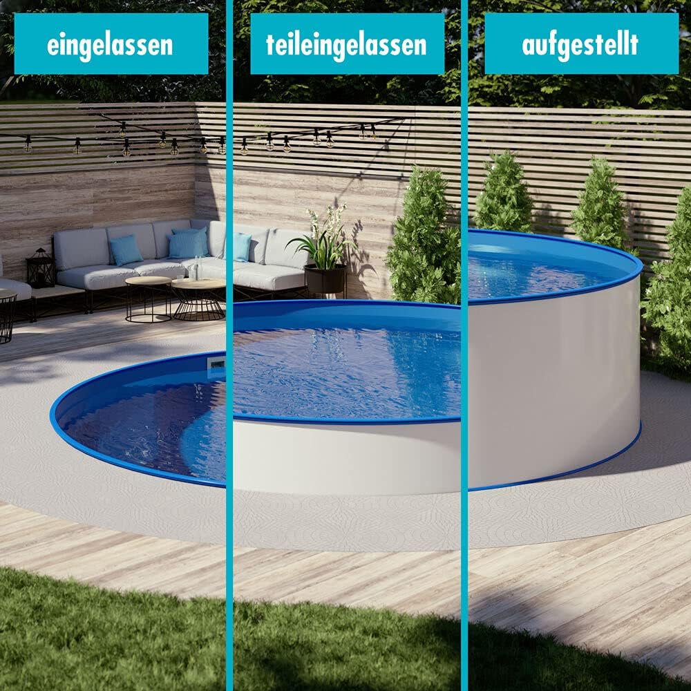 POOL Total Rundpool Stahlwandbecken Ø 3,50 x 1,20 m, Folie blau 0,80 mm