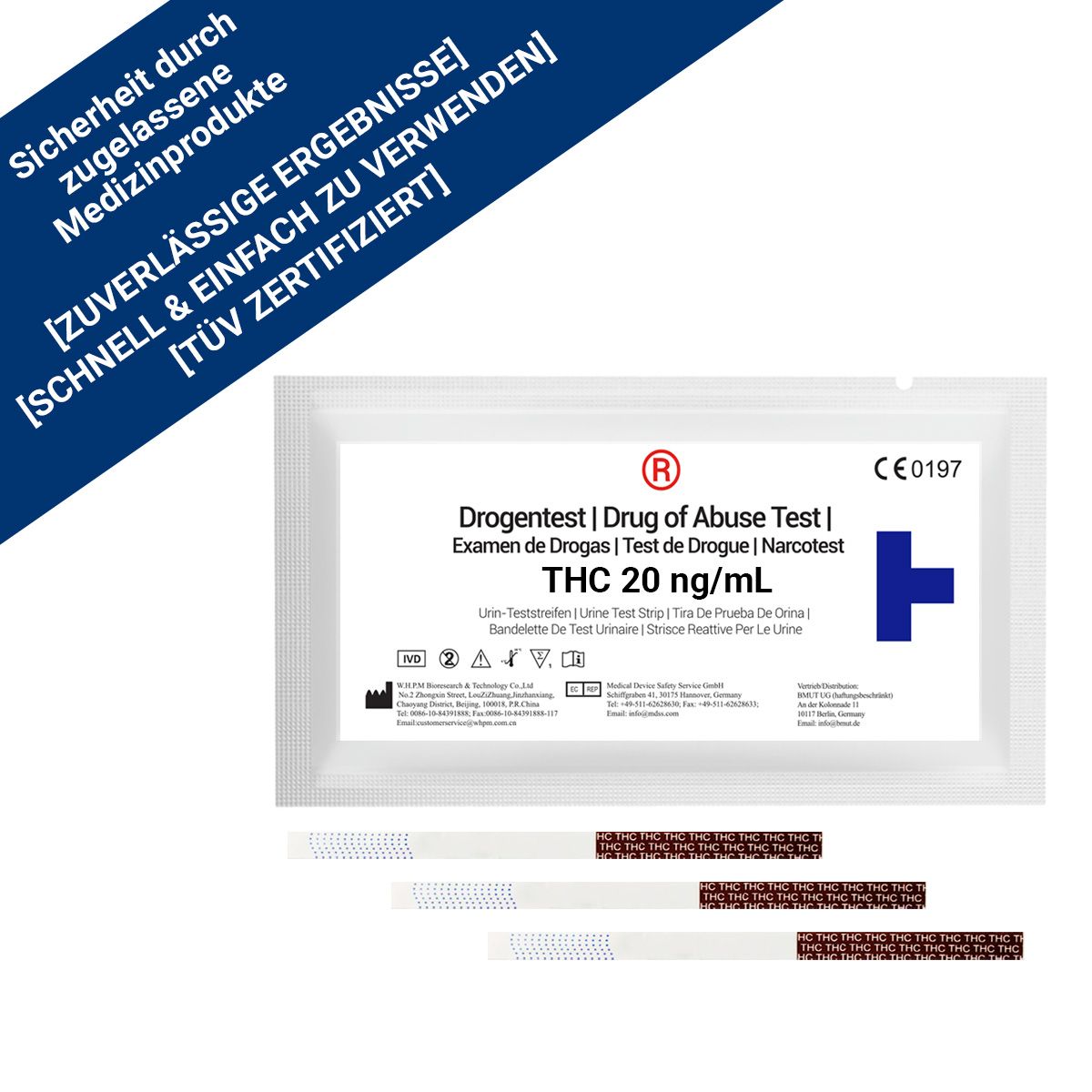 BMUT THC – Drogentest Teststreifen Urin | 20ng/mL – Apothekenqualität