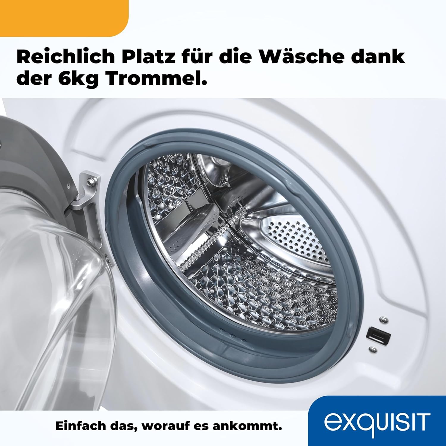 Exquisit Waschmaschine WA6110-020A weiss | 6 kg Fassungsvermögen | Energieeffizienzklasse A | 16 Waschprogramme | Kindersicherung