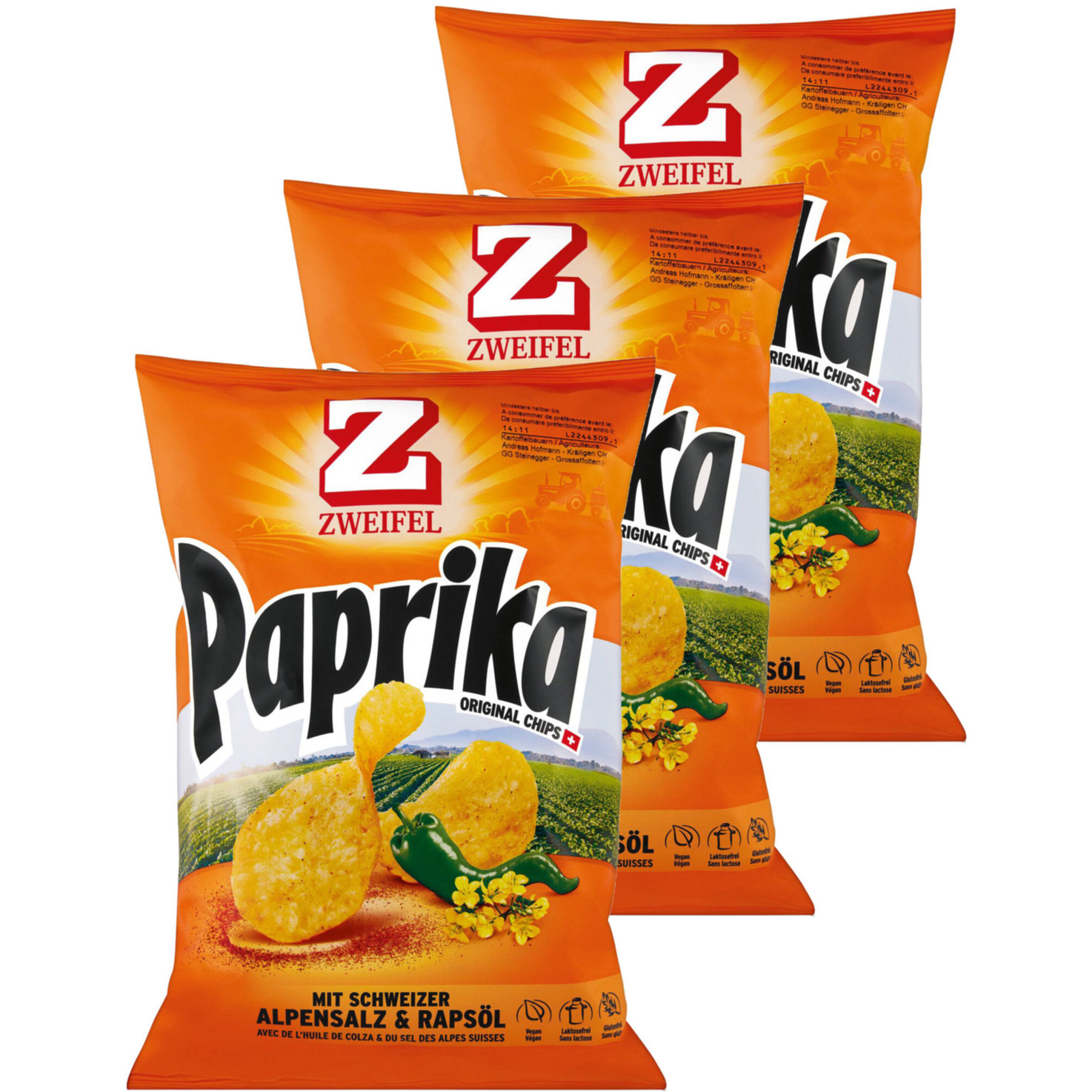 Zweifel Original Chips Paprika 3x175g