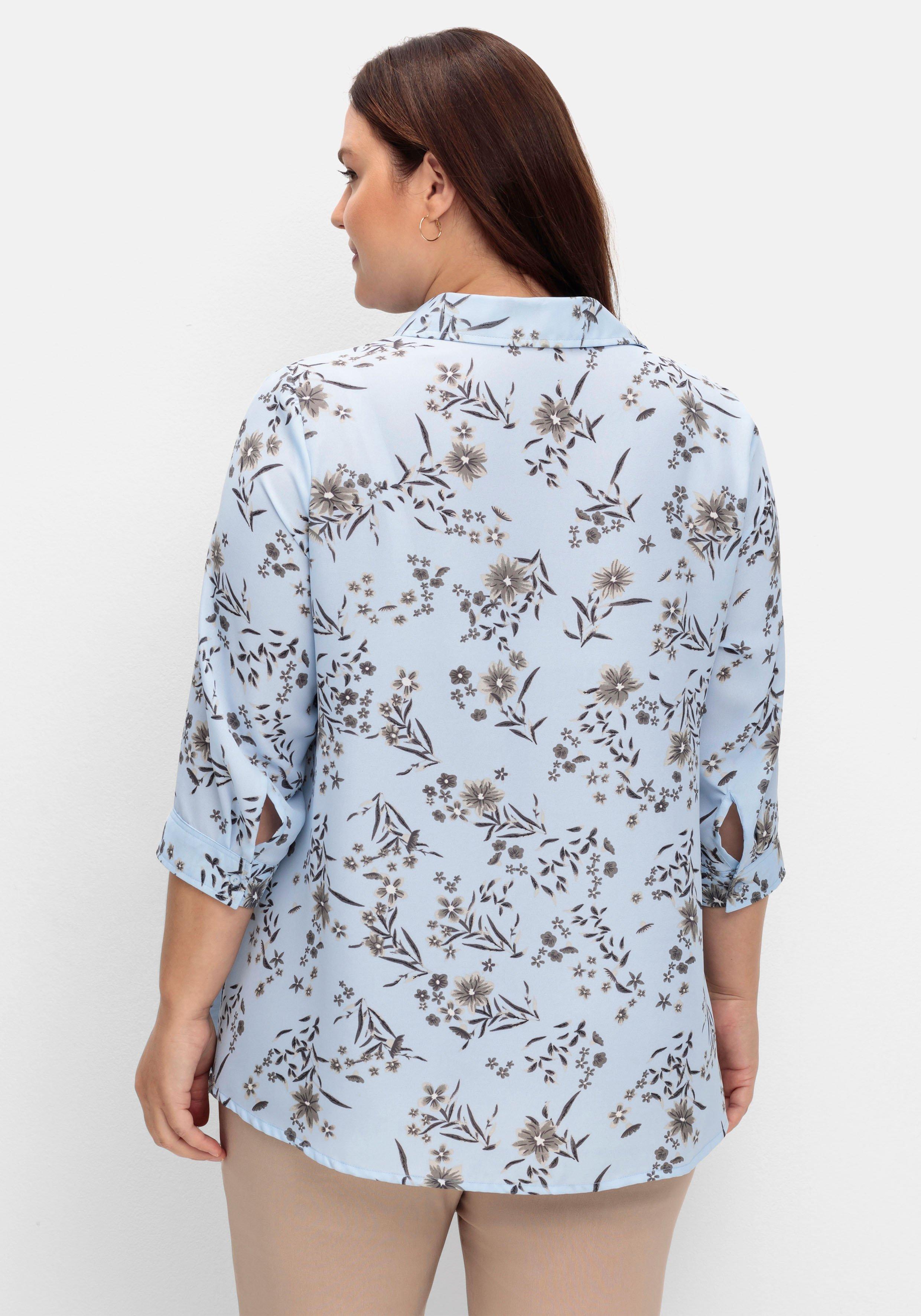 Bluse in leichter A-Linie, mit floralem Print