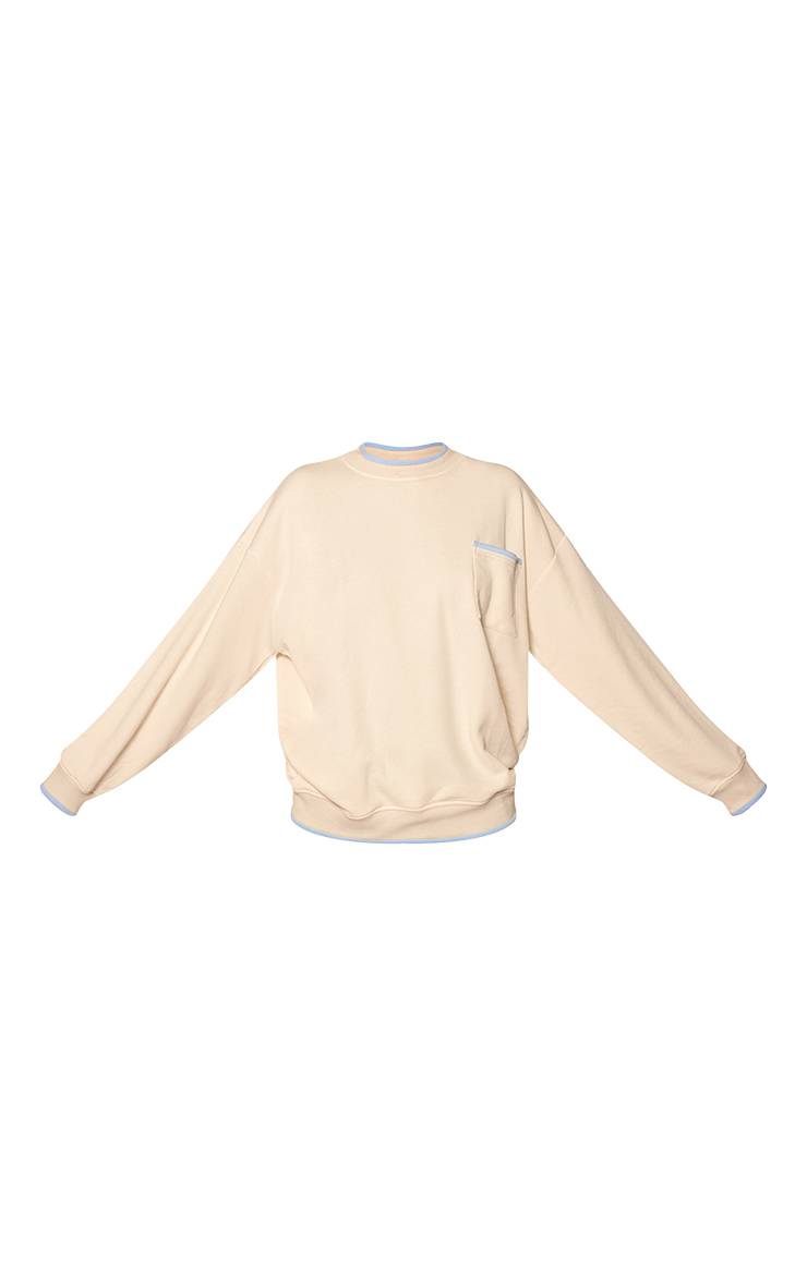 Butter Cream Sweat-shirt Graphique À Bords Contrastés Coloris Buttercream