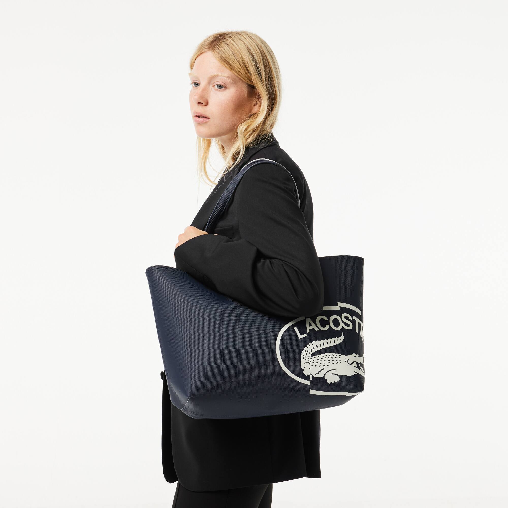 Sac cabas Anna imprimé et réversible en toile enduite Sacs à main & Cabas - Bleu - Lacoste - Femme