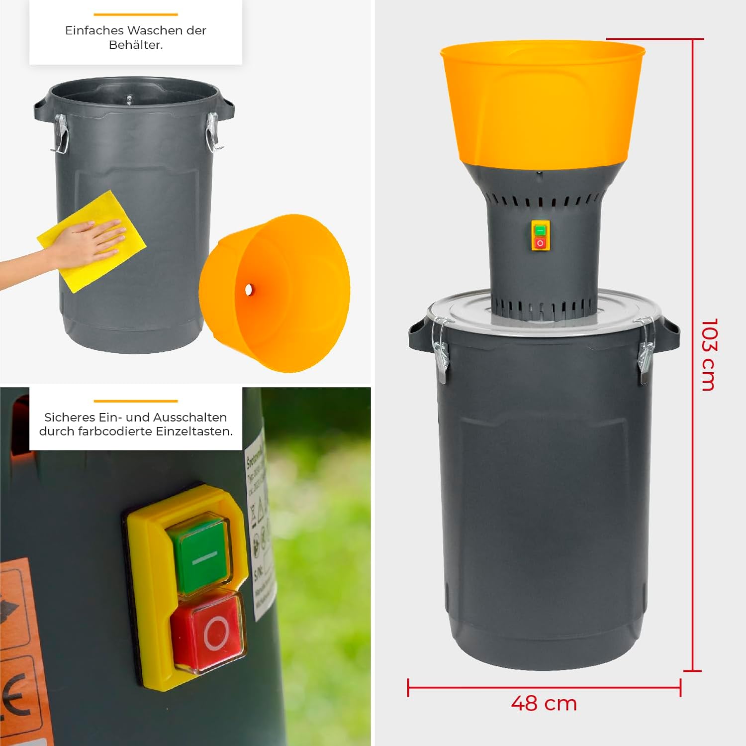 STREND PRO Getreidemühle Elektrisch 1300W 60L | mit 5 Siebe | Professionelle Elektrische Getreidemühle für alle Getreidesorten - Weizen, Gerste, Mais, Hafer | Kornmühle zur Fütterung von Vieh/Tieren
