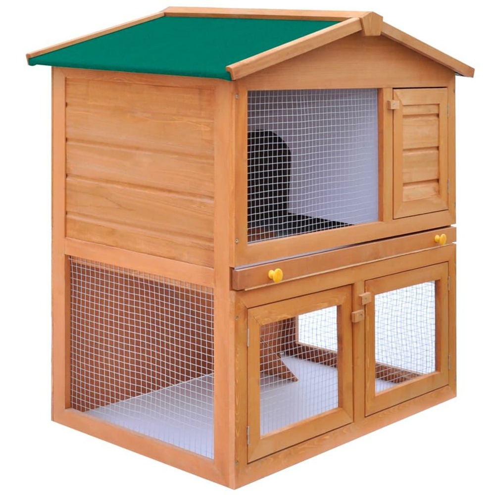 Clapier d'extérieur enclos 93 x 60 x 97 cm pour petits animaux 3 portes bois