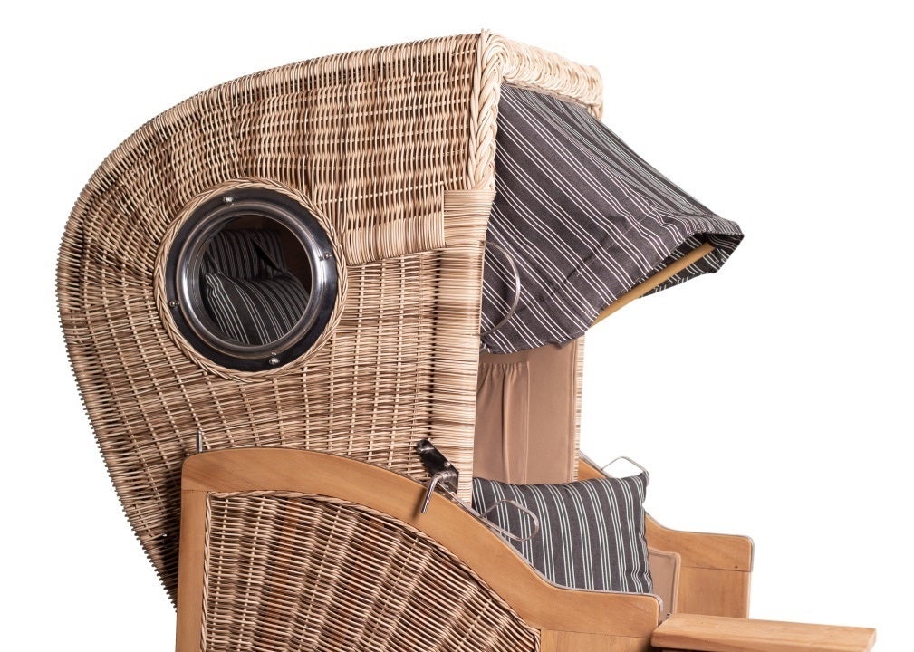 Strandstoel Rantum enkele patrijspoort teak PE schelp design 500