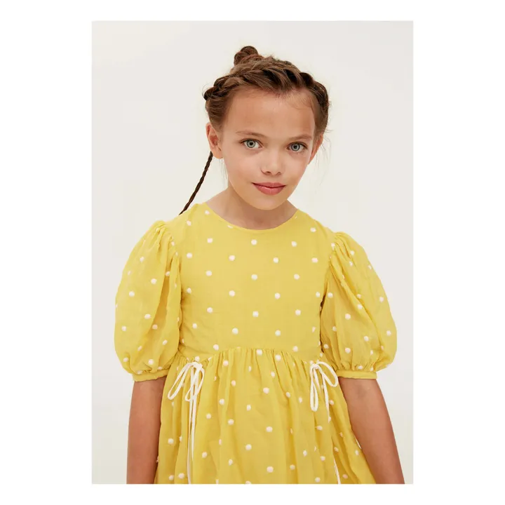The Middle Daughter Robe en Voile de Coton à Pois | Jaune