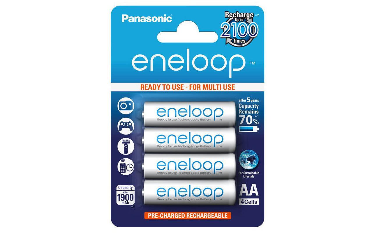 Akku Eneloop BK-3MCDE/4BE NiMH AA 2000 mAh, 4 StückWiederaufladbare AA-Batterien, sofort einsetzbar