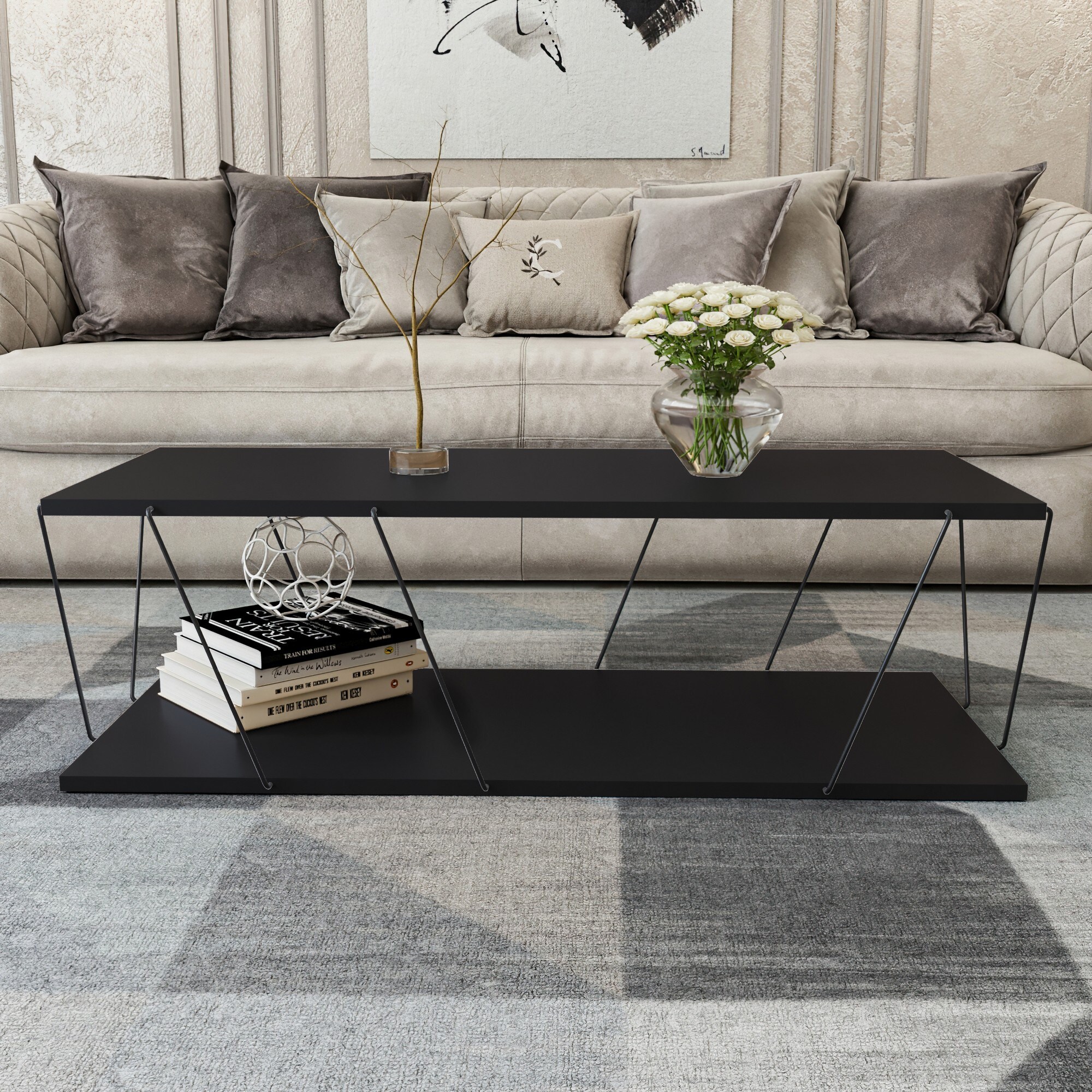 Homtex Industrieller Couchtisch in Anthrazit und Schwarz, Stilvoll und langlebig