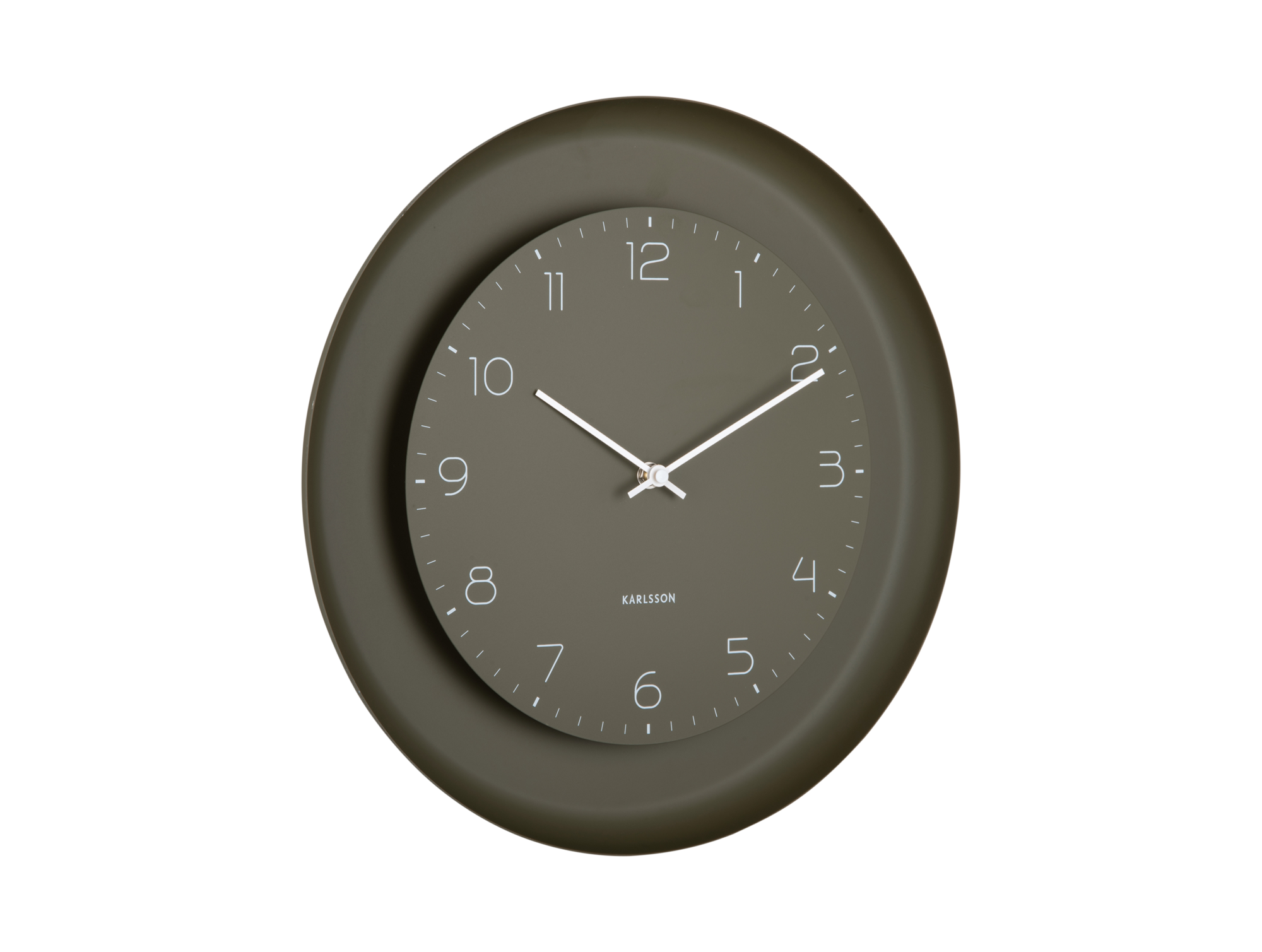 Wall clock Dual Disc metal moss green