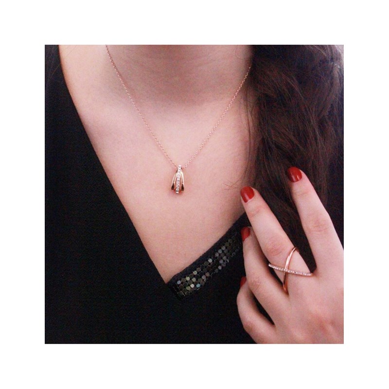 Pendentif Aurielle - Or Rosé et Cristal
