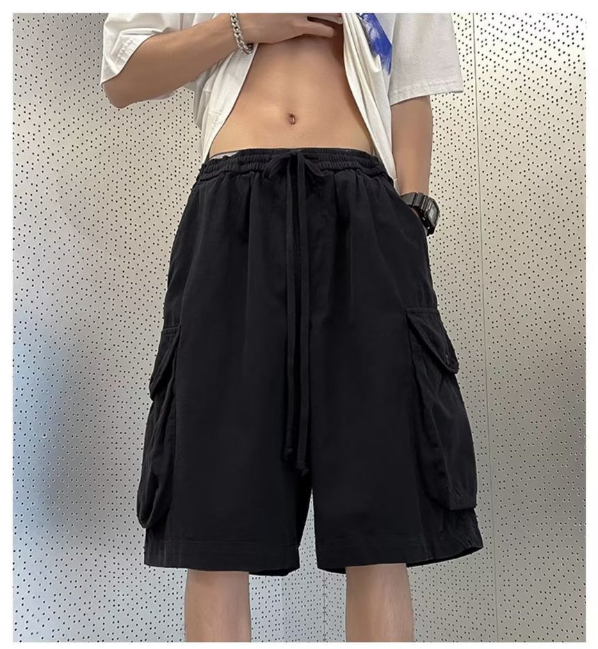 DuckleBeam - Effen cargoshorts met trekkoord in de taille