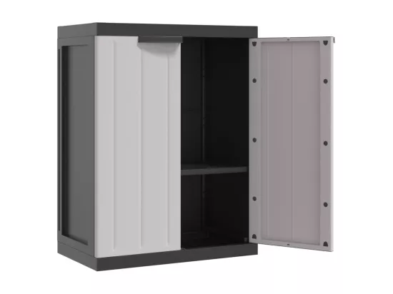 Armoire de rangement d'extérieur gris et noir 65x37x85 cm PP