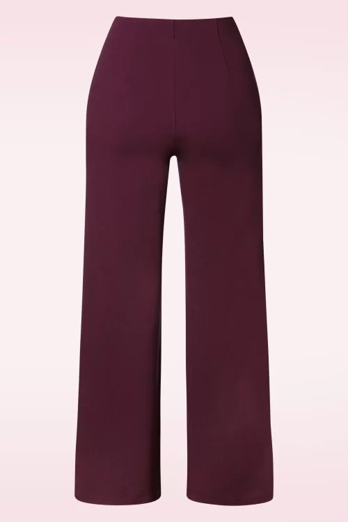 Surkana Emilia pantalon met hoge taille in merlot