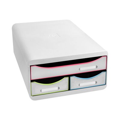 Exacompta Black Office - Module de classement 3 tiroirs - blanc/arlequin
