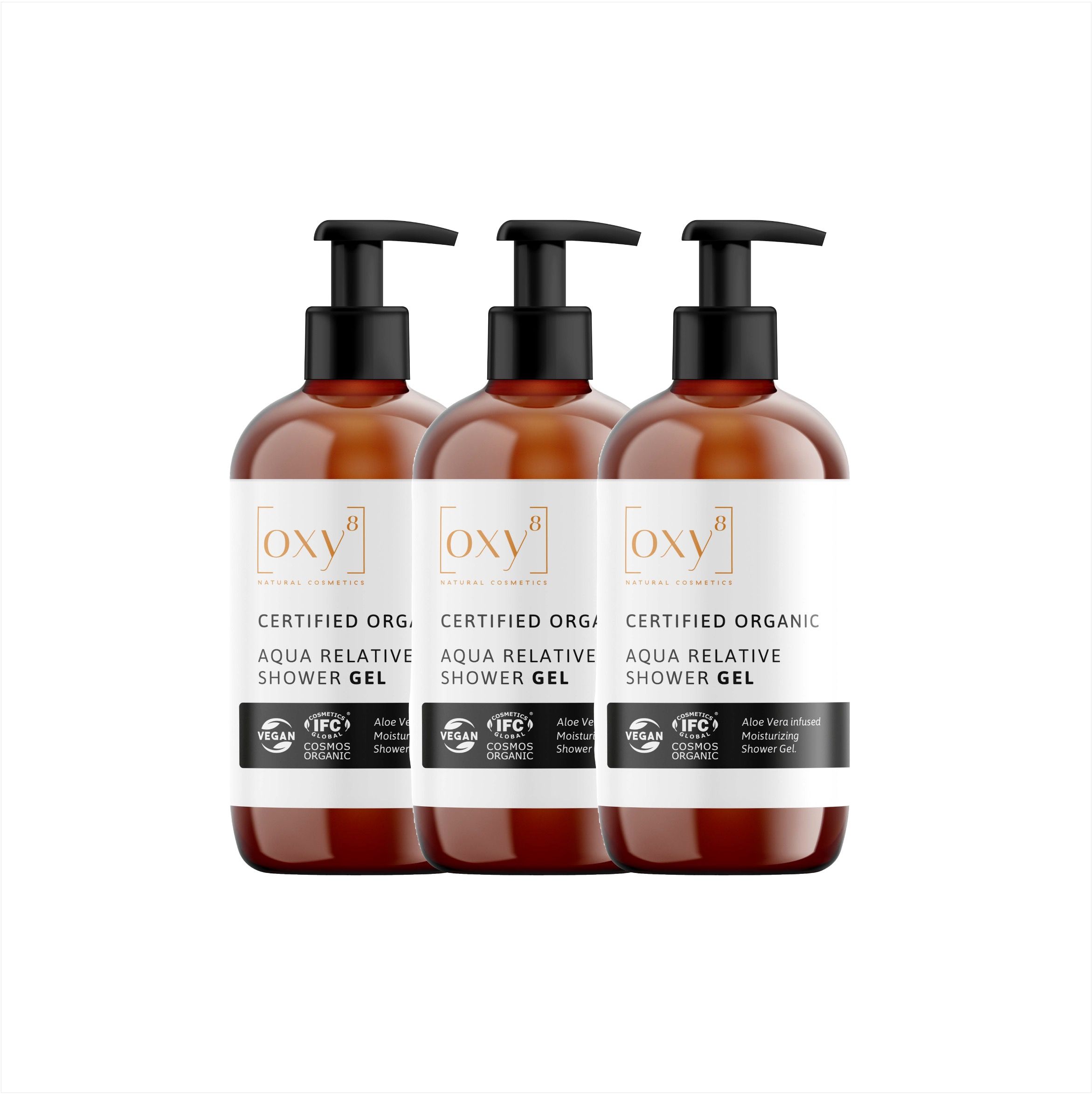 oxy8 Naturkosmetik AQUA RELATIVE SHOWER GEL - Duschgel - Sparset 3er Packung