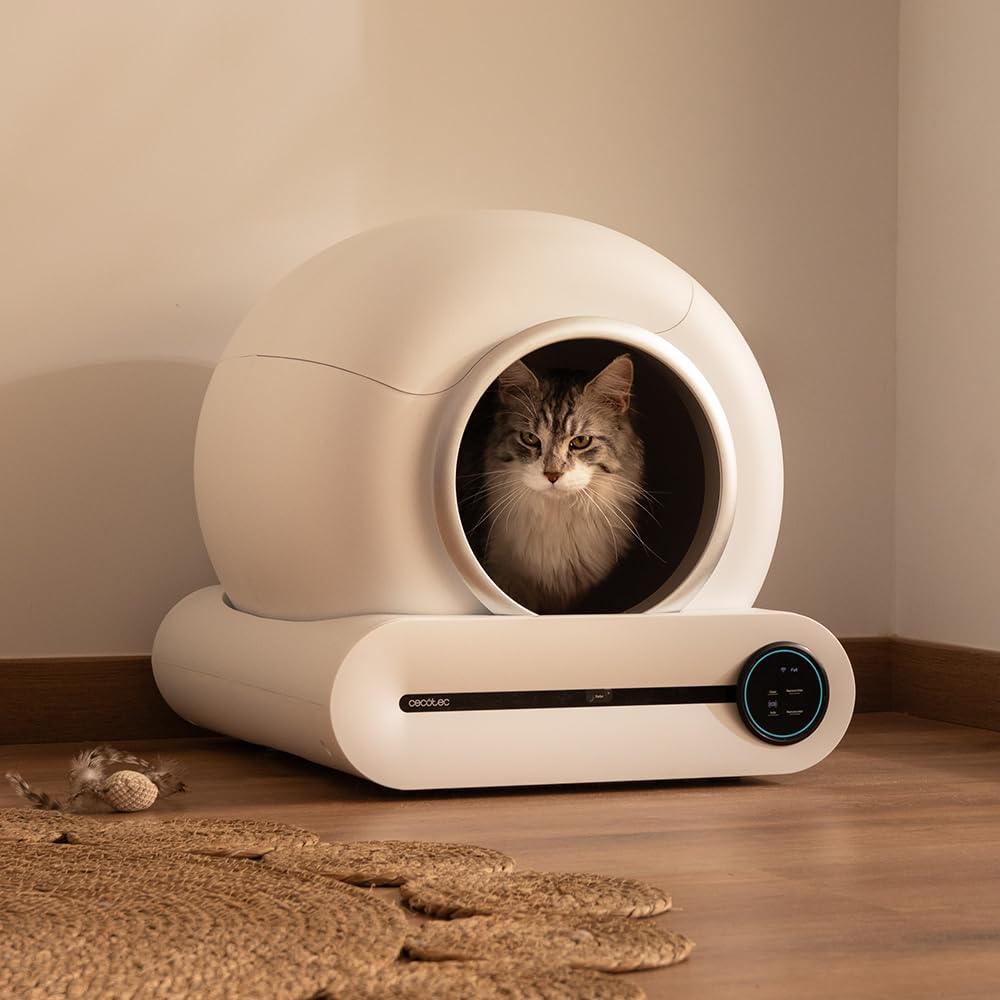 Cecotec Bac à Litière Autonettoyant pour Chats Pumba 8500 CleanKitty Smart. Triple Système de Désodorisation, Contrôle Via WiFi et Écran, Silencieux e