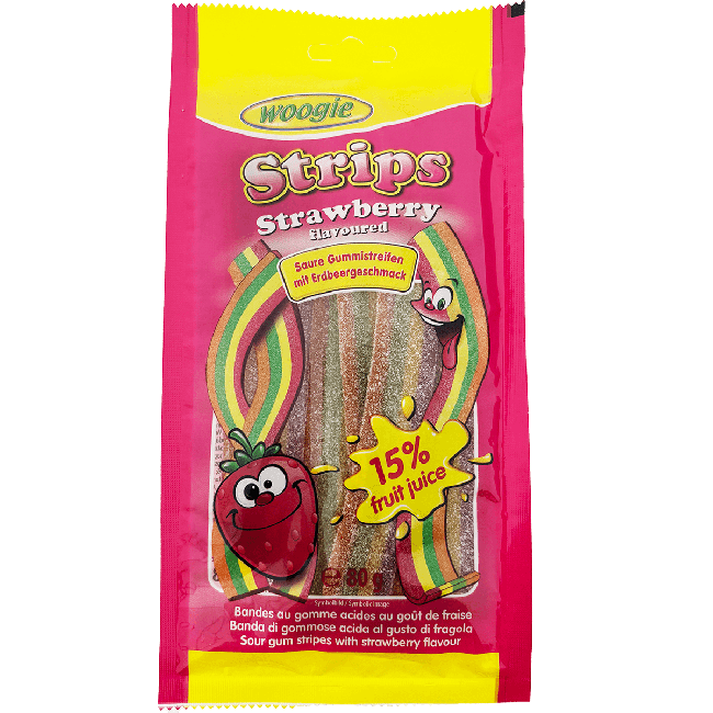 Woogie Zure Matten met Aardbeien Smaak 80g