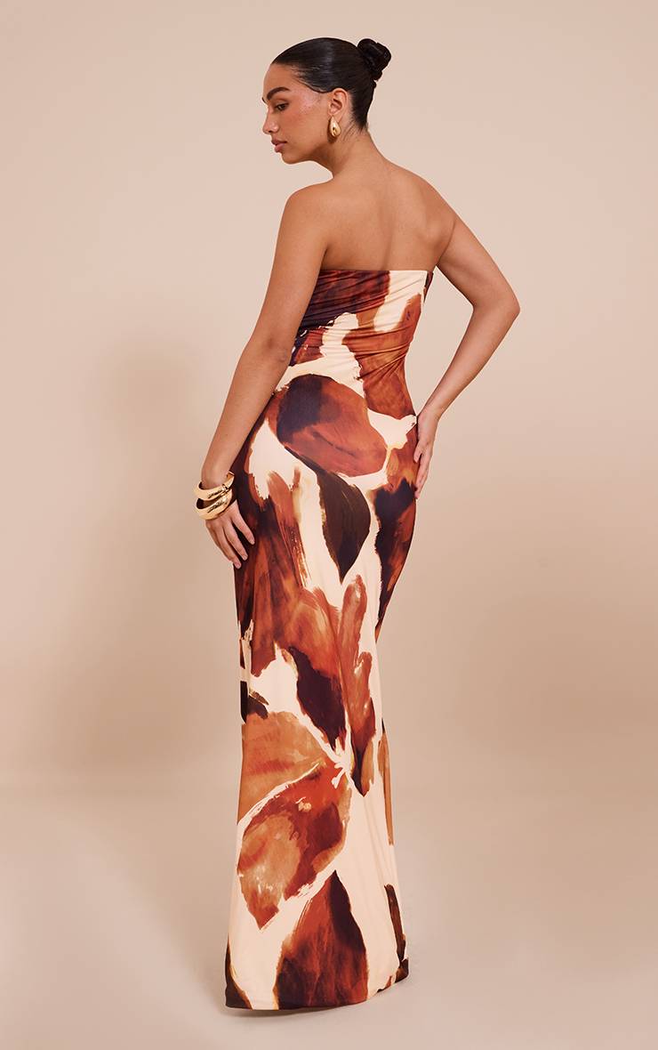 Rouille Robe Maxi À Bandeau Imprimée