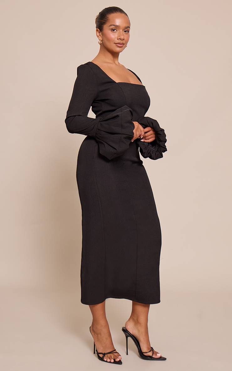 Noir Robe Maxi Shape À Encolure Carrée Et Manches Bouffantes