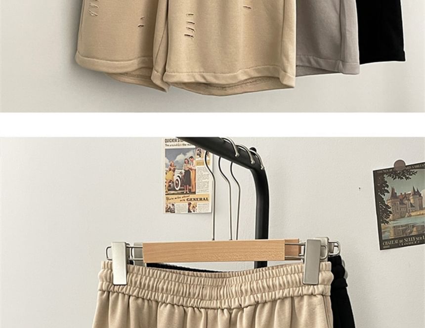 Phoneus - Trekkoord taille effen versleten wijde joggingbroek