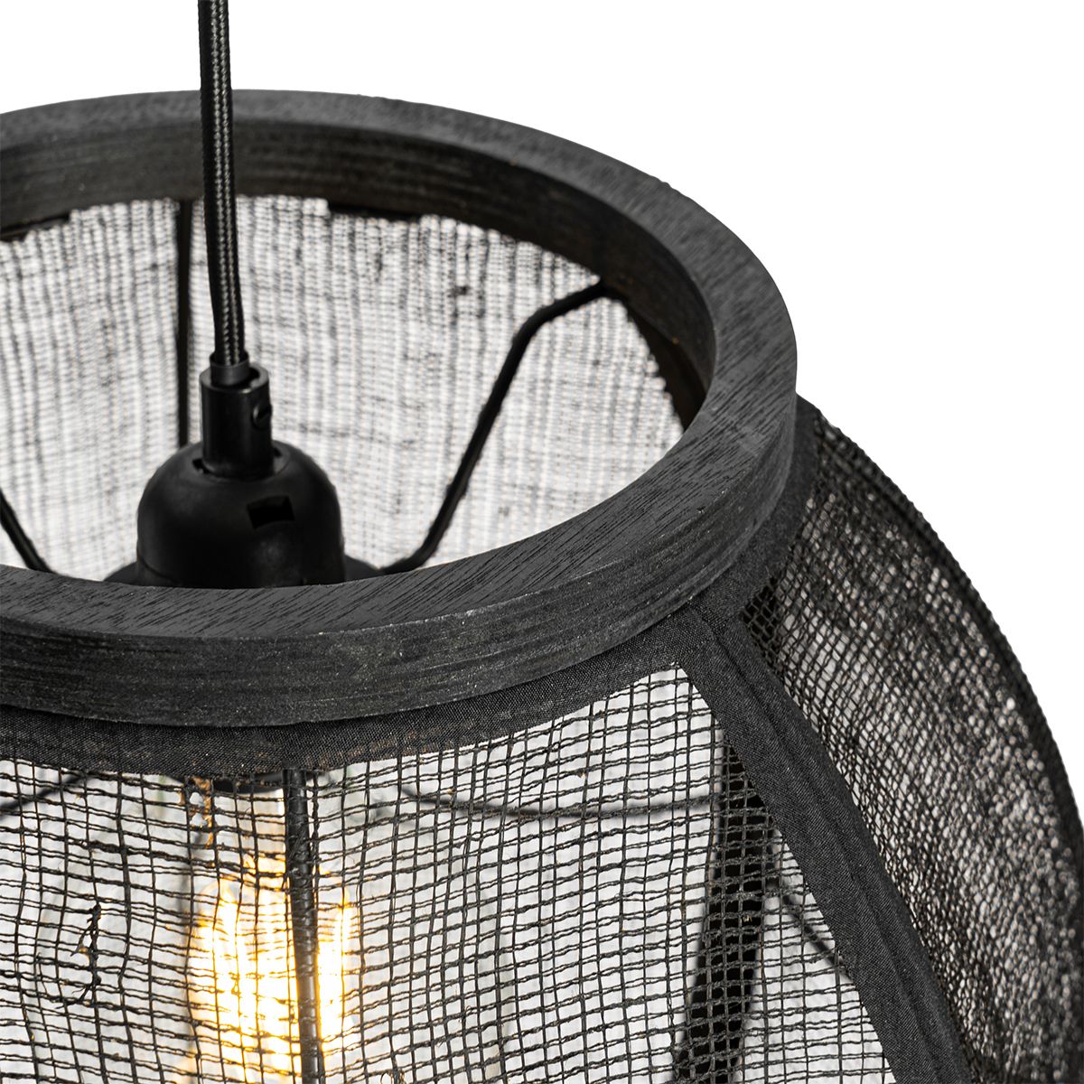 Oosterse hanglamp zwart stof 35 cm - Rob