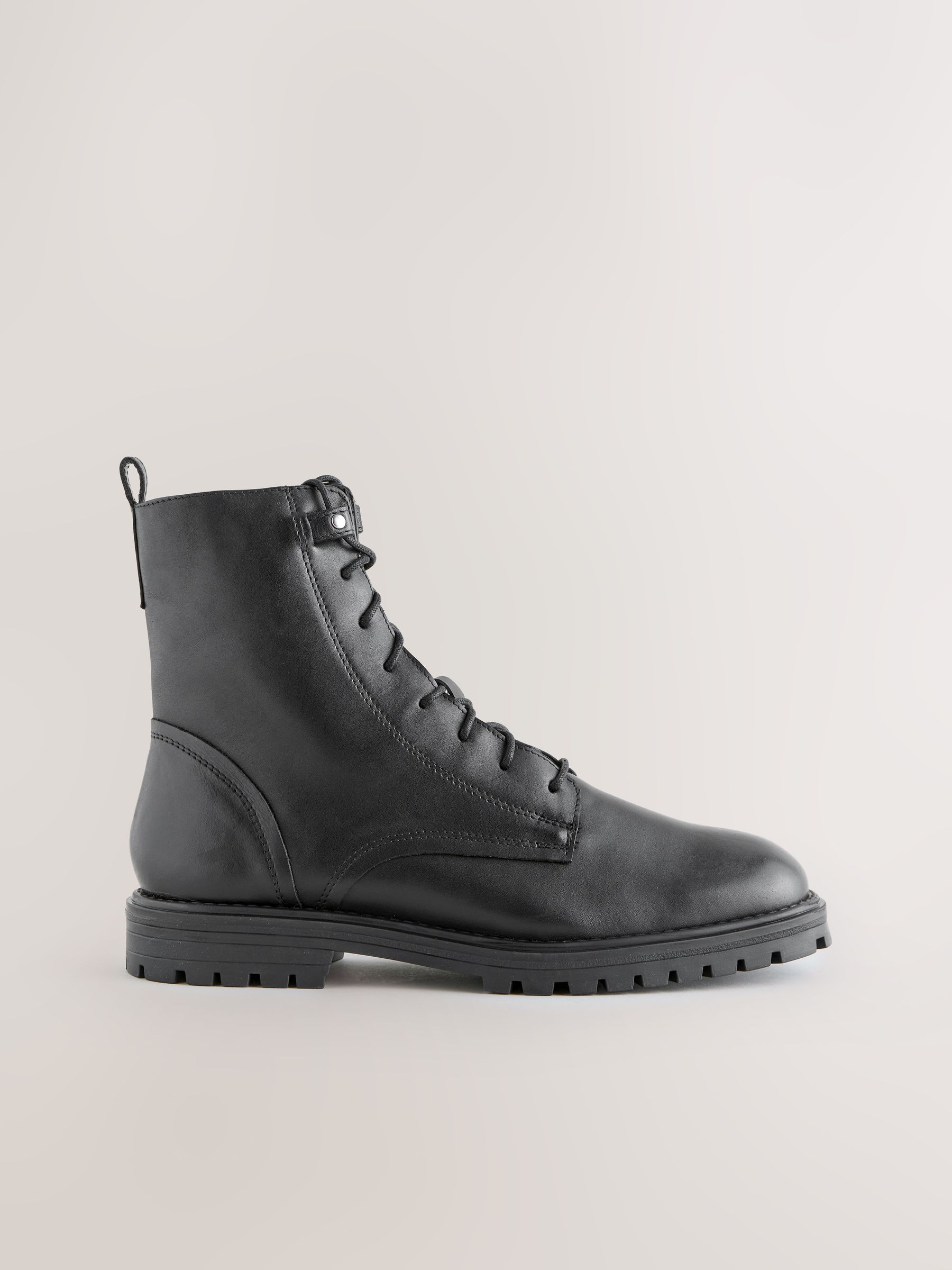 Zwart leer - Forever Comfort® veterlaarzen met vierkante neus