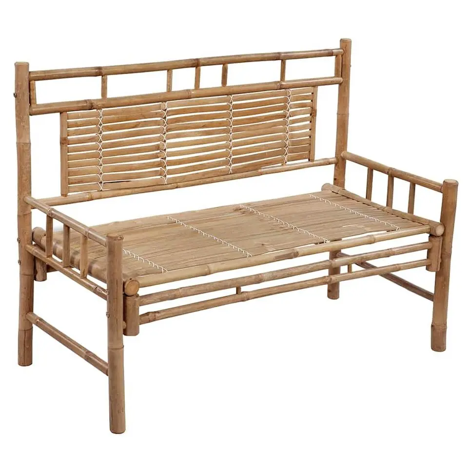 vidaXL - Tuinbank - Beige - Bamboe - 120 cm - Met kussen