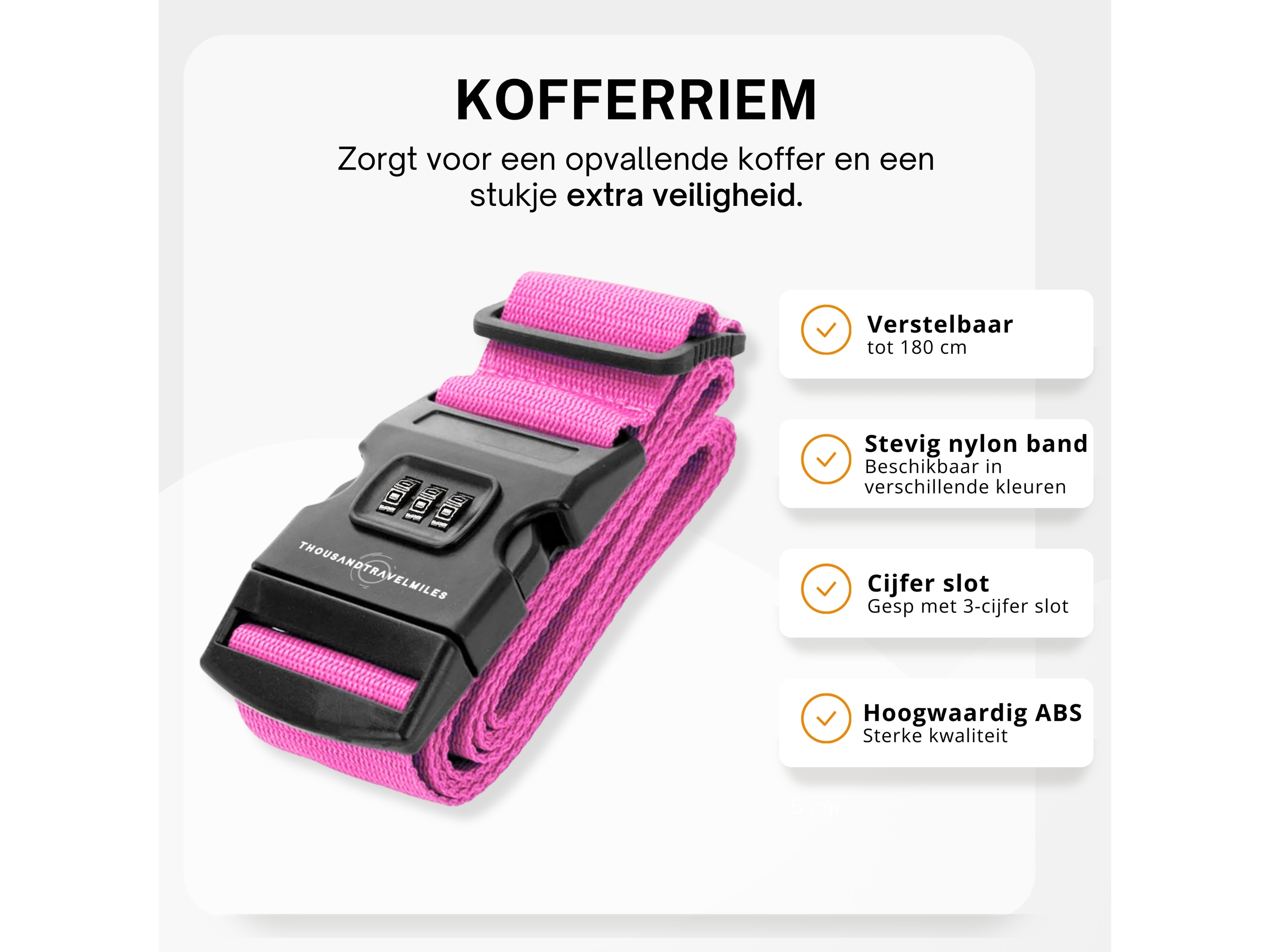 Thousandtravelmiles 2 kofferriemen met 2 bagagelabels - Pink