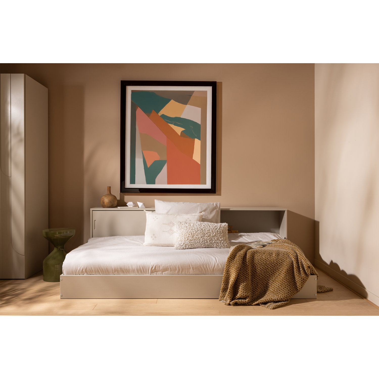 WOOOD Carter Bed - Grenenhout - Dust|Beige - 90x200