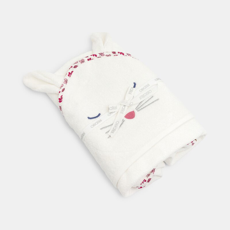Cape de bain éponge et popeline lapin blanc bébé mixte Blanc