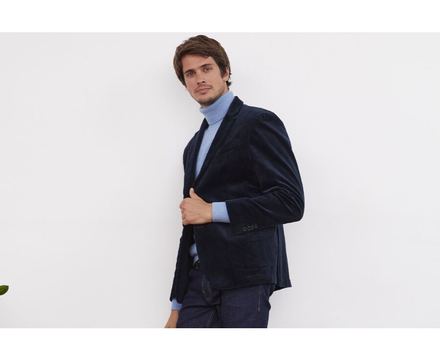 Blazer velours homme Marine - LÉANDRUS