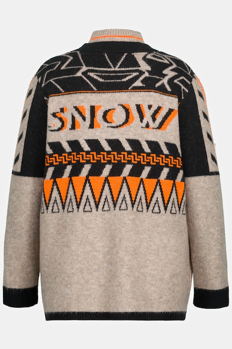 Pullover, Schriftmotiv, doppelter Stehkragen, Langarm