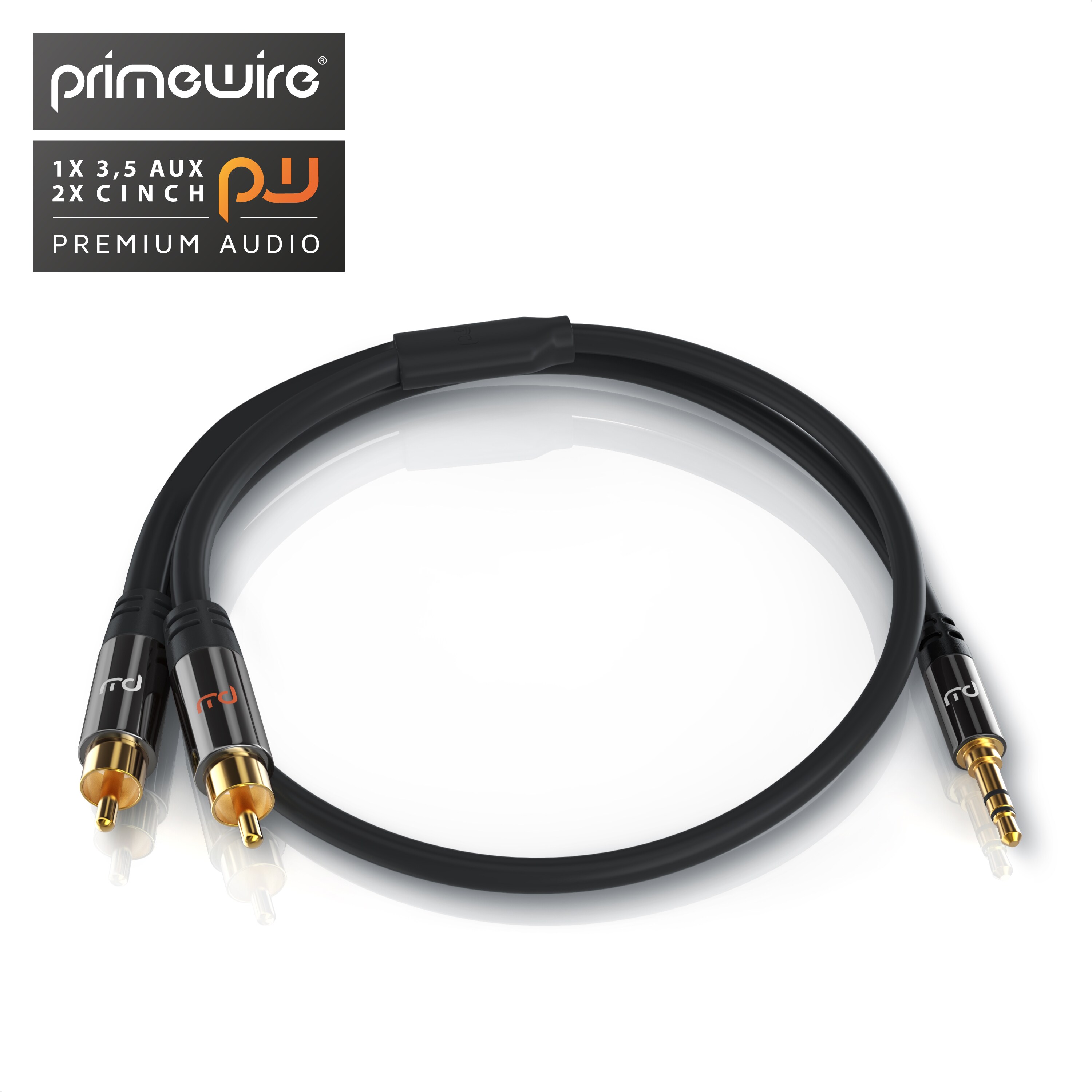 Primewire Cinch zu 3,5-mm-Klinke Audio-Kabel, Stereo HiFi Audio-Adapter mehrfach geschirmt, RCA zu AUX - 2m