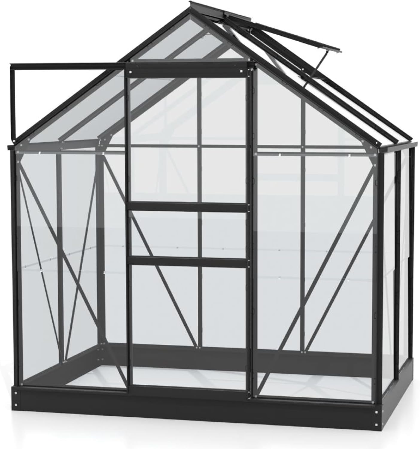 Vitavia Gewächshaus Planet 2500' inkl. Fundament, schwarz, 2,5 m², 3 mm ESG | Wetterfestes & stabiles Treibhaus | Perfekt für Gemüse & Pflanzen | Robust & langlebig