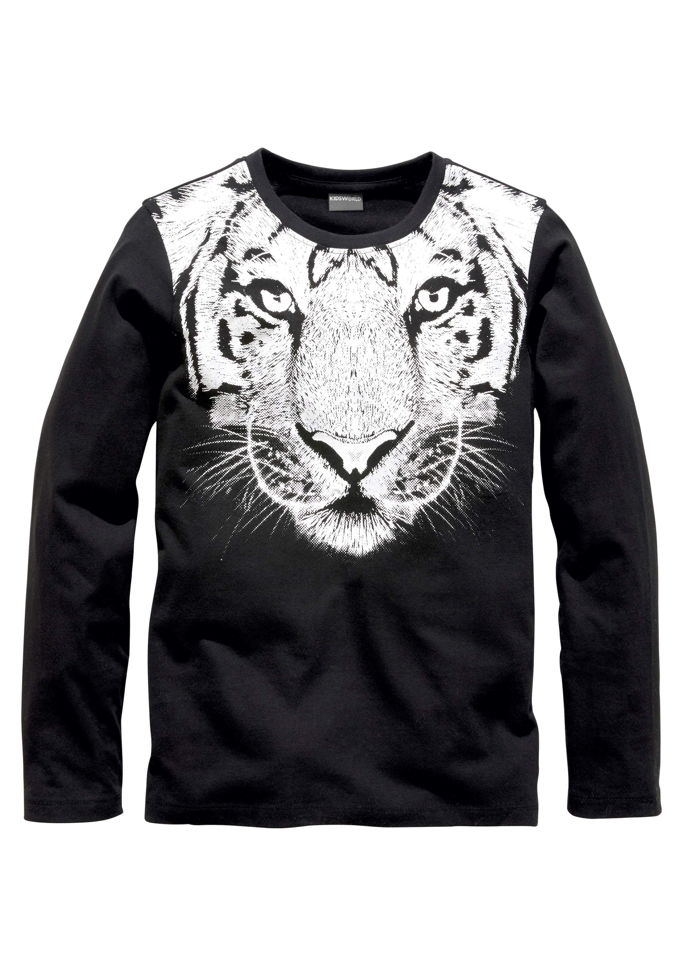 KIDSWORLD Langarmshirt »WHITE TIGER«, Basic Passform,  stylischer Druck,  Rundhalsausschnitt